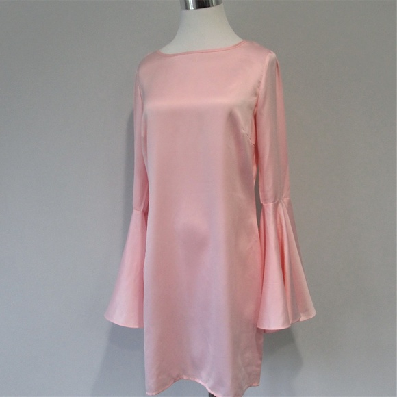 NEW Venus Pink Silky Bell Sleeve Mini Party Dress - Picture 2 of 8